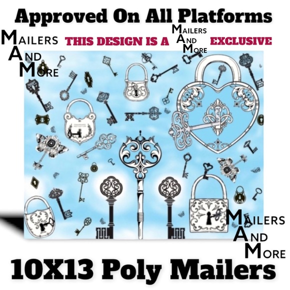 50 10X13 Poly Mailers Skeleton Key and Padlocks Shipping Envelopes PRICE IS FIRM - Picture 4 of 7